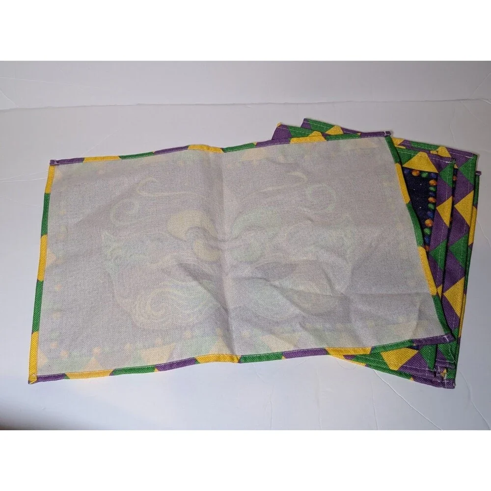Mardi Gras Placemats Set of 4 New Orleans Brazil Carnival Table Mats Fat Tuesday